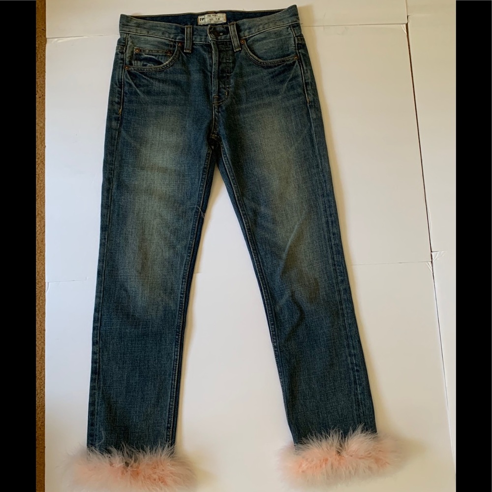 Free People high rise distressed button fly sz 24
